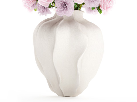 Delicate Bouquet White Pink Carnation Rose Vase decor new 3D Model
