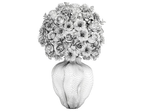 Delicate Bouquet White Pink Carnation Rose Vase decor new 3D Model