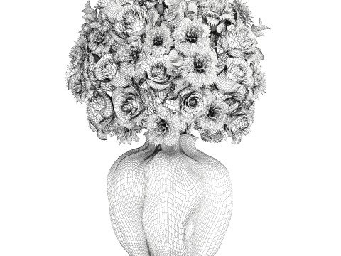 Delicate Bouquet White Pink Carnation Rose Vase decor new 3D Model