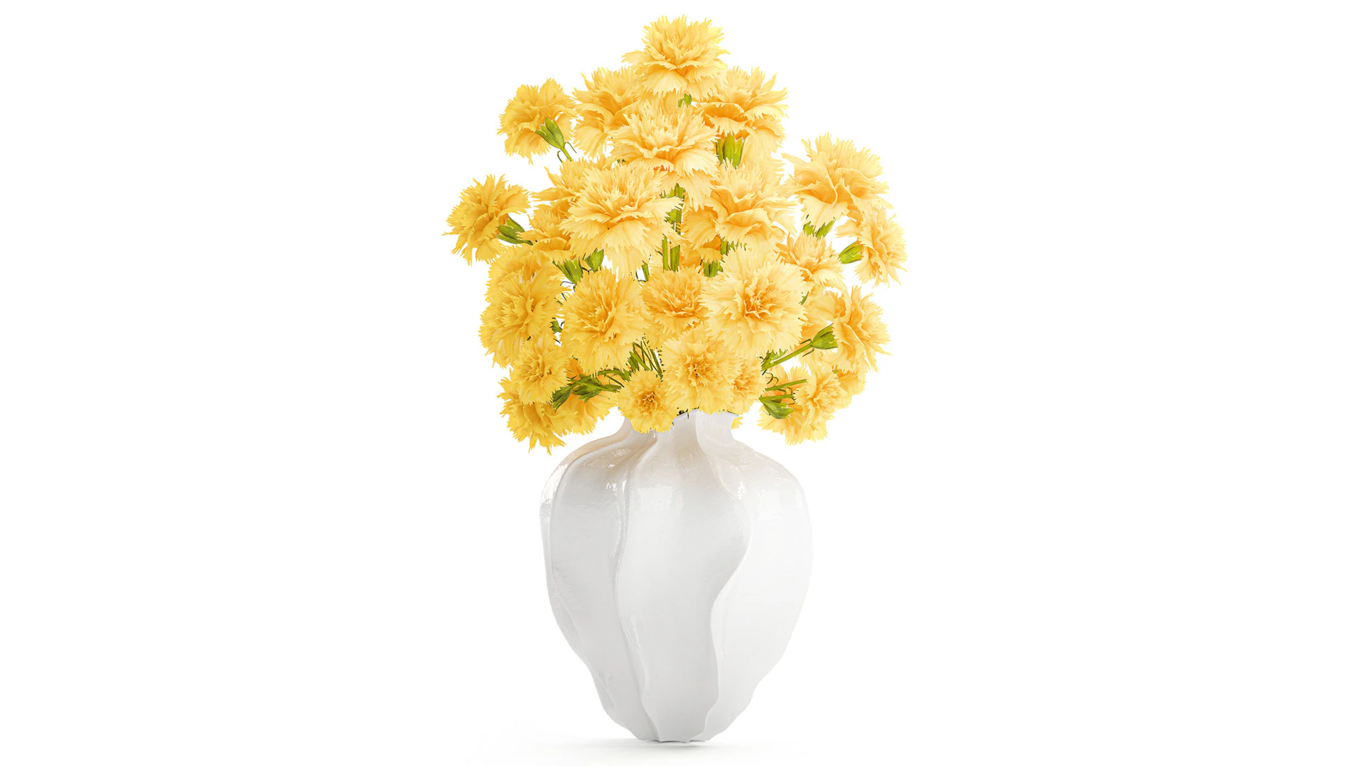 Realistic bouquet yellow flowers carnation vase decor new 3D Model .c4d .max .obj .3ds .fbx .stl .blend