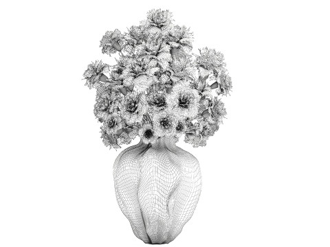 Realistic bouquet yellow flowers carnation vase decor new 3D Model