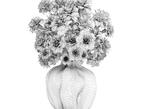 Realistic bouquet yellow flowers carnation vase decor new 3D Model