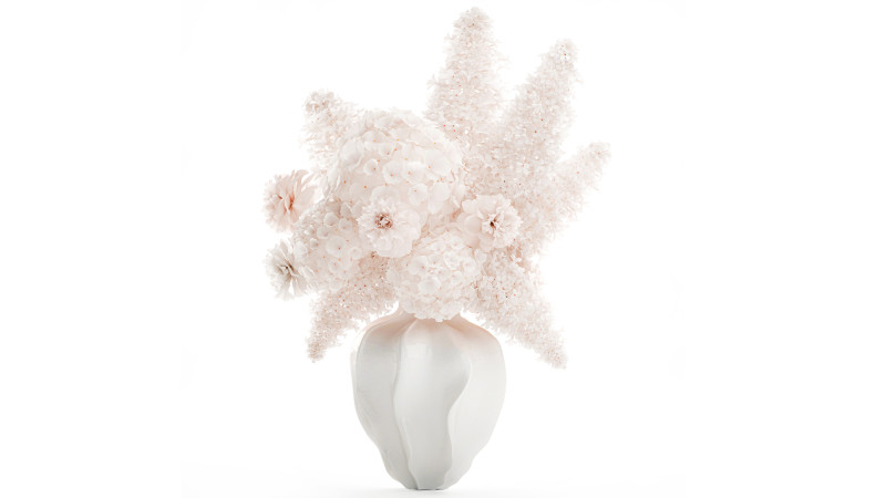 Beautiful Small Bouquet White Flowers Hydrangea vase decor 3D Model .c4d .max .obj .3ds .fbx .stl .blend 