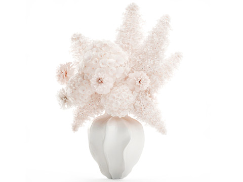 Beautiful Small Bouquet White Flowers Hydrangea vase decor 3D Model