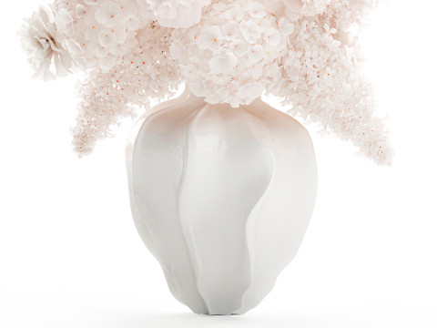 Beautiful Small Bouquet White Flowers Hydrangea vase decor 3D Model