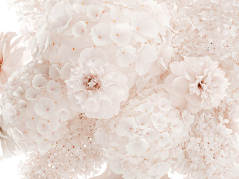 Beautiful Small Bouquet White Flowers Hydrangea vase decor 3D Model