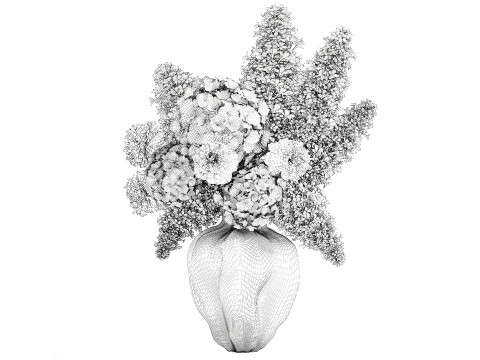 Beautiful Small Bouquet White Flowers Hydrangea vase decor 3D Model