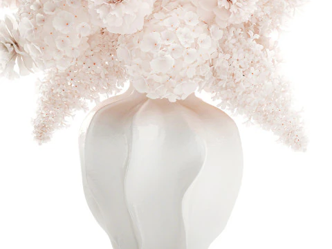Beautiful Small Bouquet White Flowers Hydrangea vase decor 3D Model