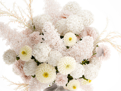 Красивый большой формальный букет с белыми цветами, декор в вазе 3D Модель