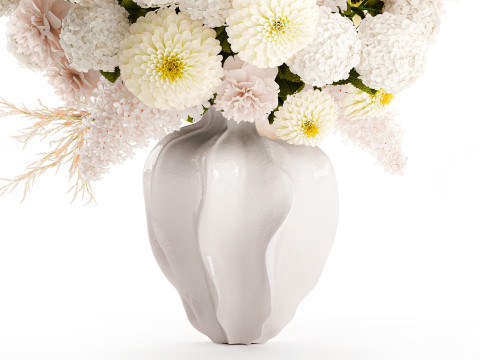 Красивый большой формальный букет с белыми цветами, декор в вазе 3D Модель