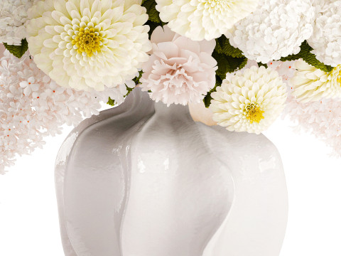 Красивый большой формальный букет с белыми цветами, декор в вазе 3D Модель