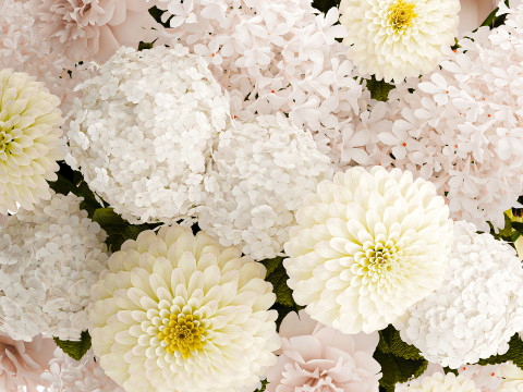 Красивый большой формальный букет с белыми цветами, декор в вазе 3D Модель