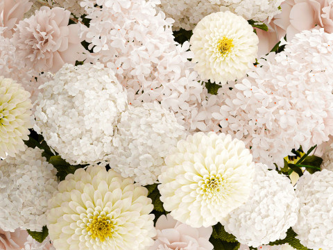 Красивый большой формальный букет с белыми цветами, декор в вазе 3D Модель