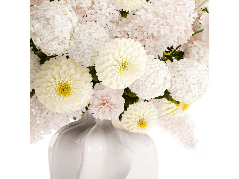 Красивый большой формальный букет с белыми цветами, декор в вазе 3D Модель