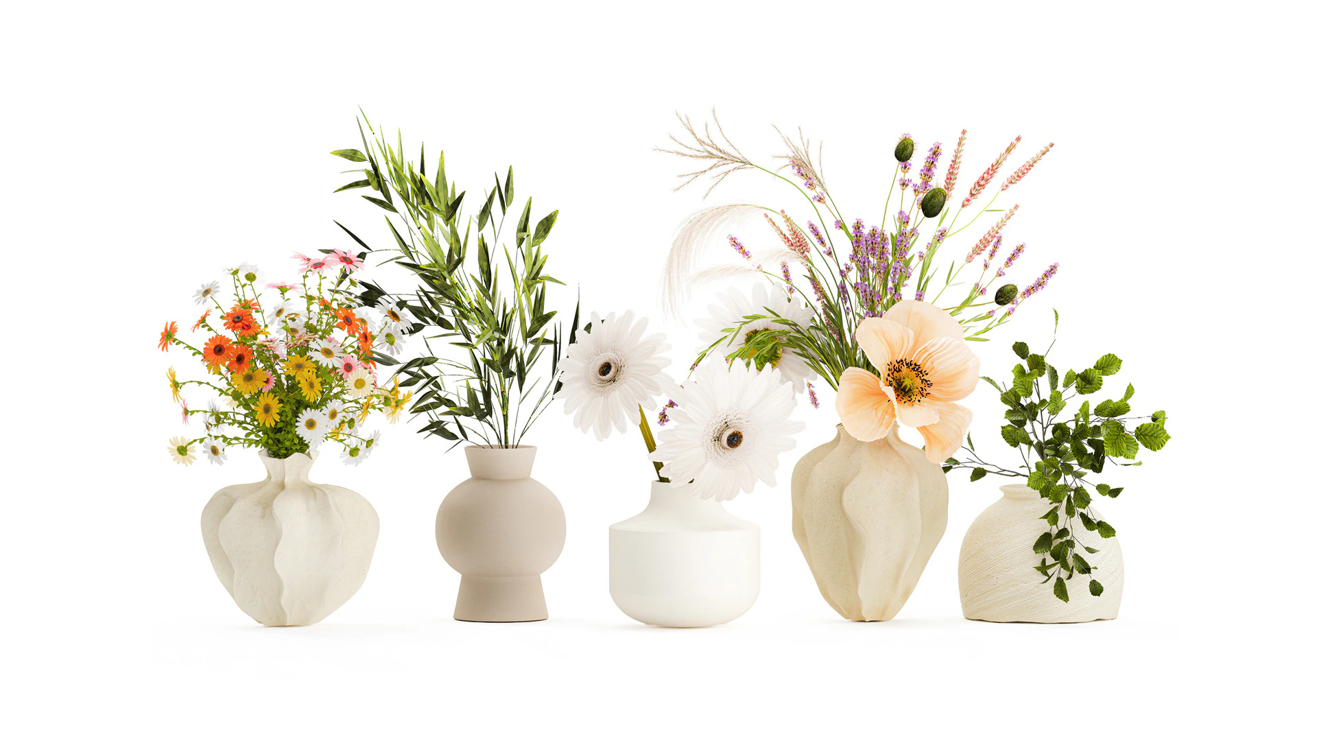 Collezione piccoli mazzi di papavero camomilla lavanda Modello 3D .c4d .max .obj .3ds .fbx .stl .blend 