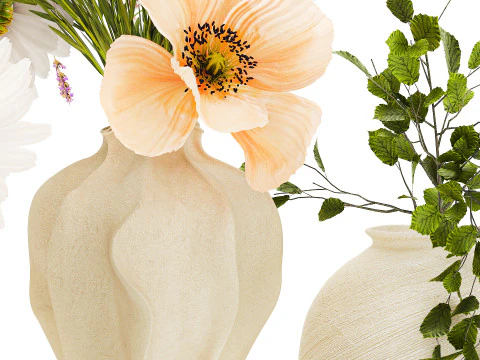 Collezione piccoli mazzi di papavero camomilla lavanda Modello 3D