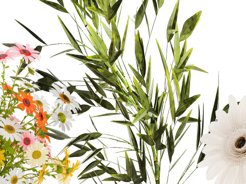 Collezione piccoli mazzi di papavero camomilla lavanda Modello 3D