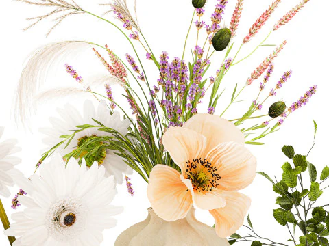 Collezione piccoli mazzi di papavero camomilla lavanda Modello 3D