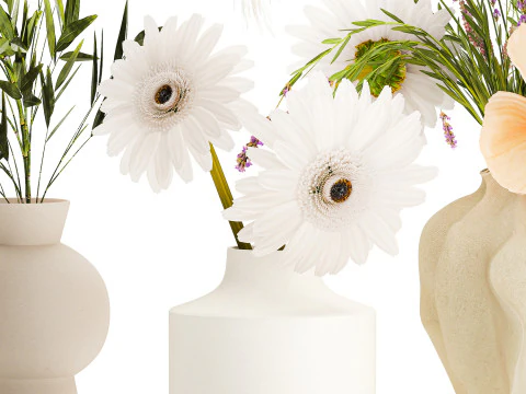 Collezione piccoli mazzi di papavero camomilla lavanda Modello 3D