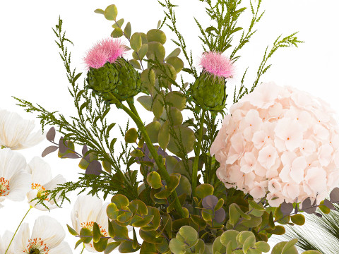 Koleksi karangan bunga kecil set vas bunga poppy zaitun Iris Model 3D