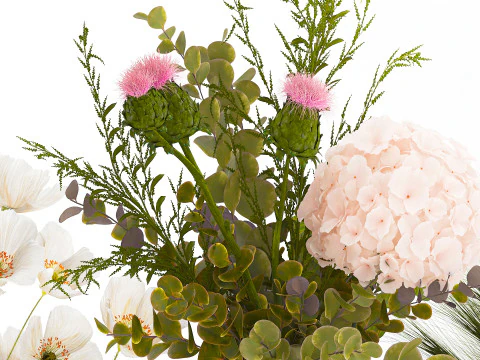 Collezione piccoli mazzi di fiori di papavero oliva Iris set vaso Modello 3D