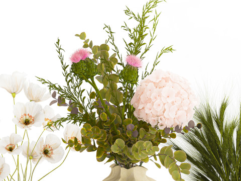 Koleksi karangan bunga kecil set vas bunga poppy zaitun Iris Model 3D