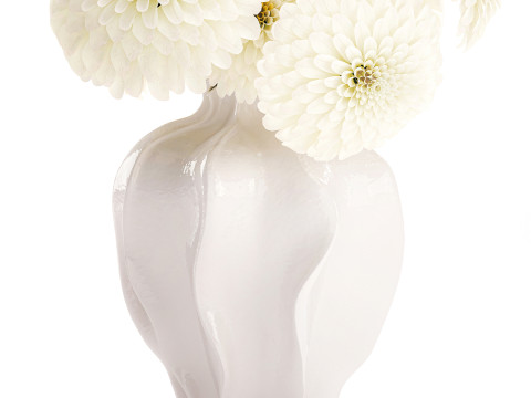 सफेद गुलदाउदी डहलिया गुलदस्ता आधुनिक फूलदान सजावट 3D मॉडल