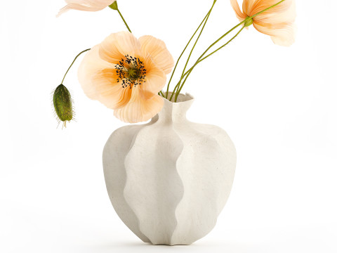 Buquê de flores silvestres realista, decoração de vaso de papoula islandesa Modelo 3D