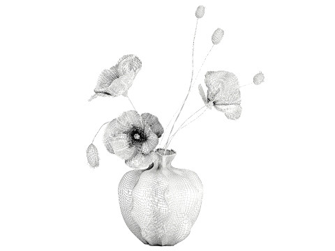 Buquê de flores silvestres realista, decoração de vaso de papoula islandesa Modelo 3D