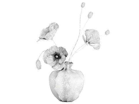 Realistic wildflower bouquet Icelandic poppy vase decor 3D Model