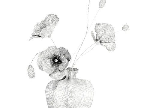 Realistic wildflower bouquet Icelandic poppy vase decor 3D Model