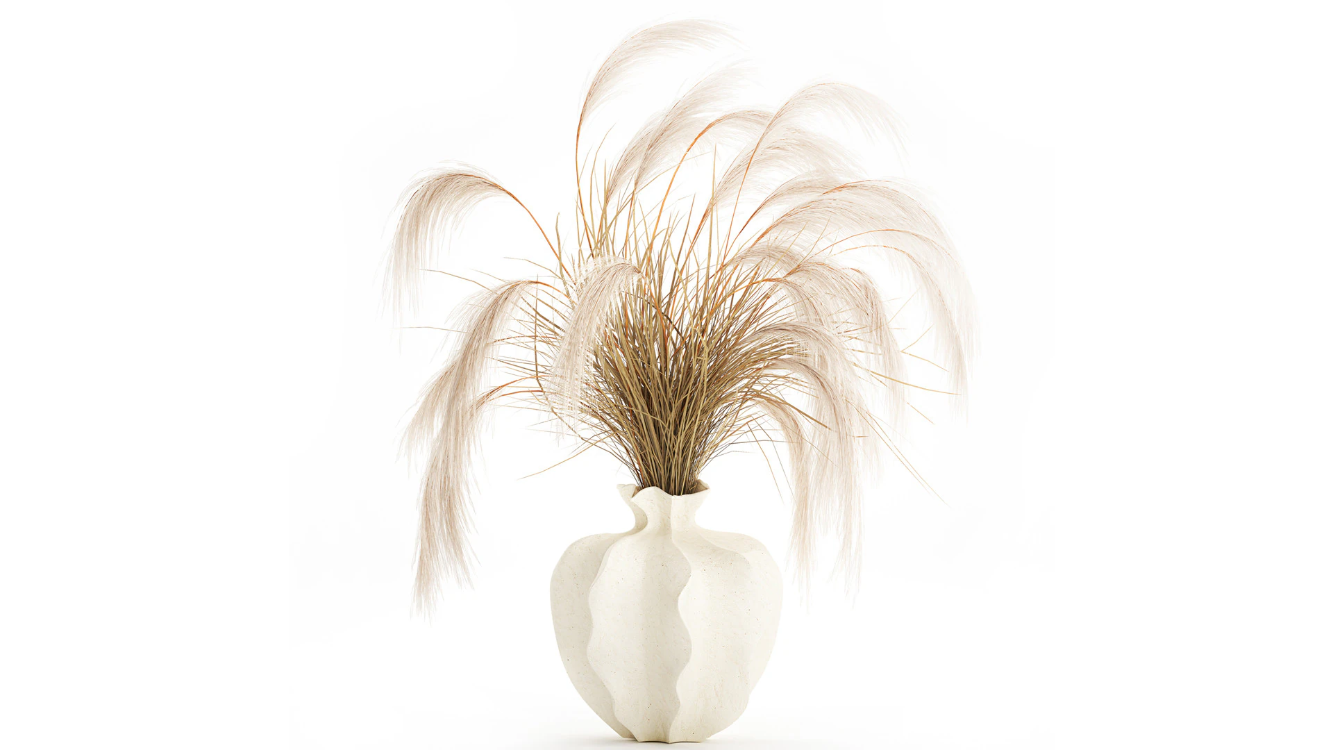 Bouquet di fiori secchi Cortaderia pampas rami decorazione vaso Modello 3D .c4d .max .obj .3ds .fbx .stl .blend