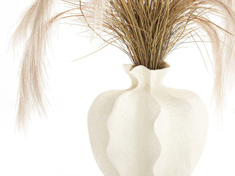 Bouquet di fiori secchi Cortaderia pampas rami decorazione vaso Modello 3D