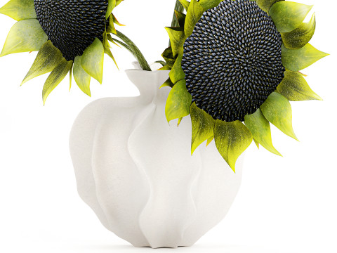 Piękny bukiet zielonych czarnych słonecznik&oacute;w w wazonie Model 3D