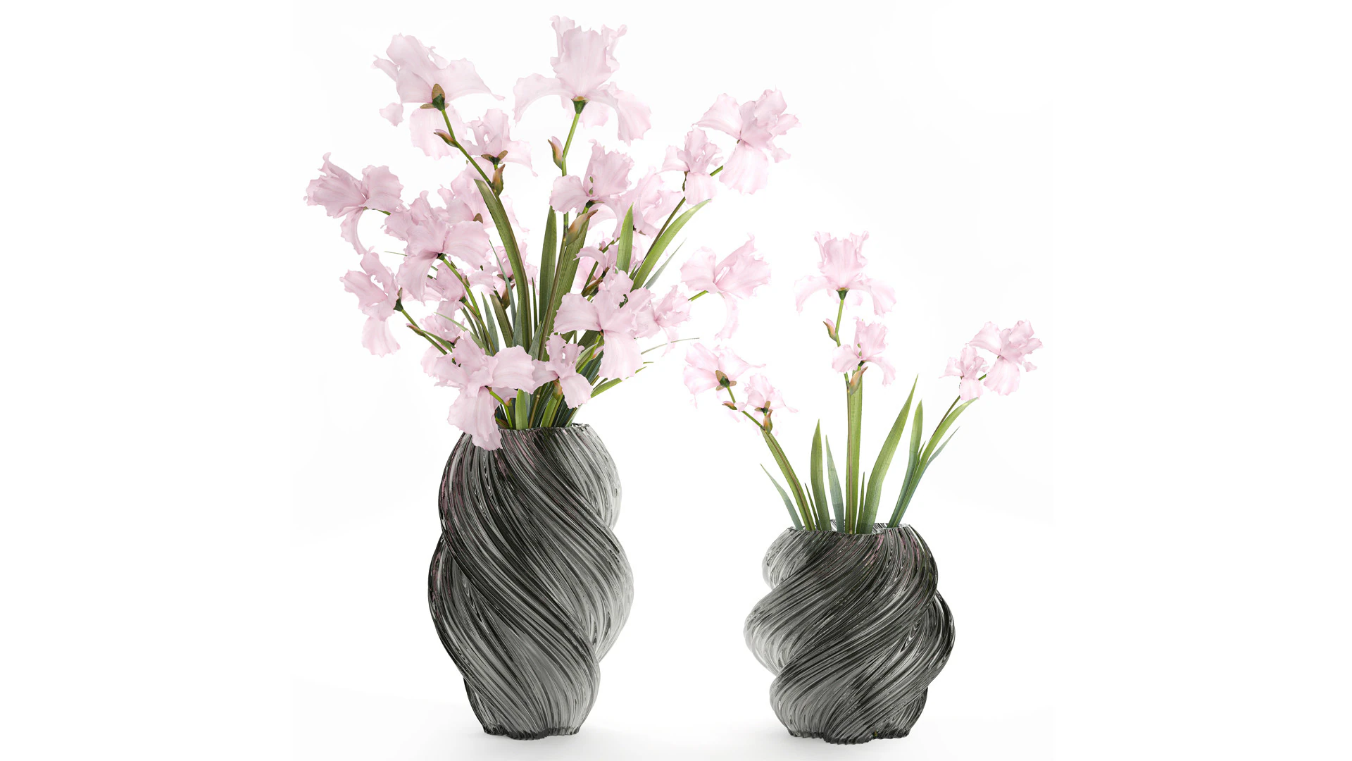 Bellissimo bouquet realistico fiori rosa arredamento vaso Iris Modello 3D .c4d .max .obj .3ds .fbx .stl .blend 