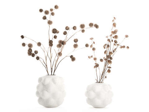 Bouquet D'Automne Branches Séchées Épines D'eucalyptus Modèle 3D