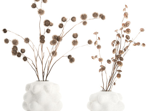 Autumn Bouquet Dried Branches Eucalyptus Thorns 3D Model