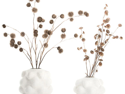 Buqu&ecirc; de outono, galhos secos, espinhos de eucalipto Modelo 3D