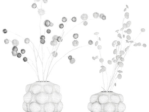 Autumn Bouquet Dried Branches Eucalyptus Thorns 3D Model