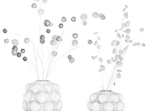 Buqu&ecirc; de outono, galhos secos, espinhos de eucalipto Modelo 3D