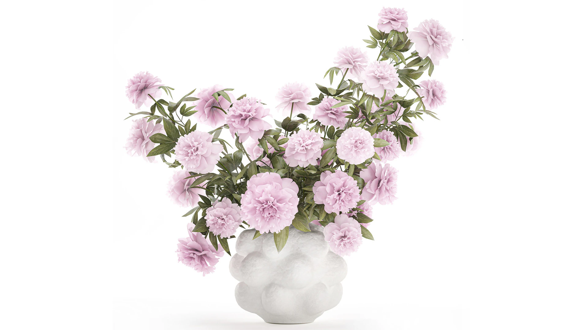 Beautiful pink Formal Bouquet Peony Vase Decor 3D Model .c4d .max .obj .3ds .fbx .stl .blend 
