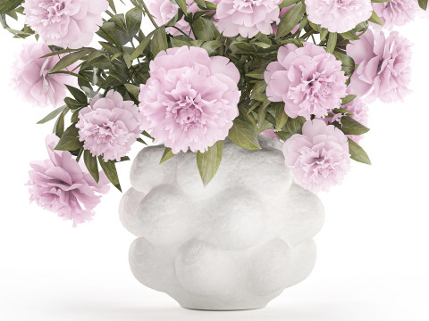 Bellissimo decoro per vaso di peonia con bouquet formale rosa Modello 3D