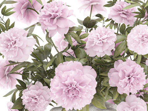 Beautiful pink Formal Bouquet Peony Vase Decor 3D Model