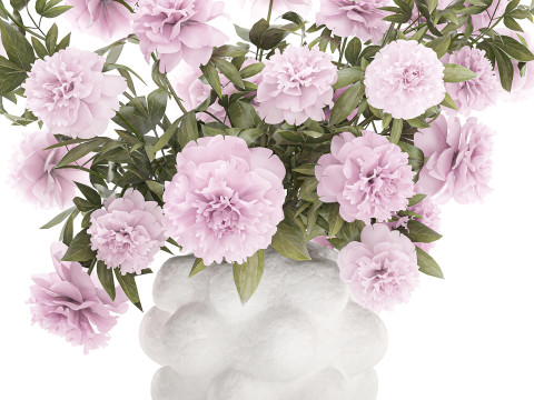 Bellissimo decoro per vaso di peonia con bouquet formale rosa Modello 3D