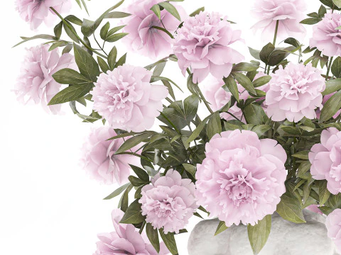 Beautiful pink Formal Bouquet Peony Vase Decor 3D Model