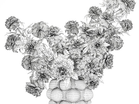 Bellissimo decoro per vaso di peonia con bouquet formale rosa Modello 3D