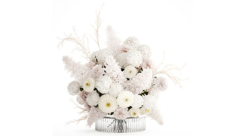 Gro&szlig;er formeller Blumenstrau&szlig; mit wei&szlig;em Blumen-Pfingstrosen-Flieder-Dekor 3D Modell .c4d .max .obj .3ds .fbx .stl .blend 