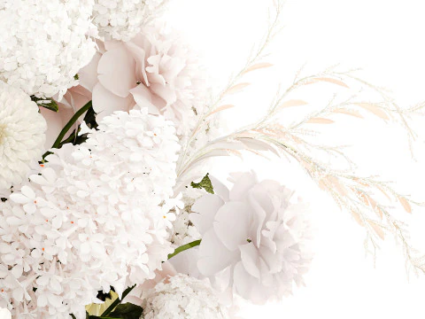 Gro&szlig;er formeller Blumenstrau&szlig; mit wei&szlig;em Blumen-Pfingstrosen-Flieder-Dekor 3D Modell