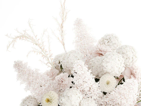 Gro&szlig;er formeller Blumenstrau&szlig; mit wei&szlig;em Blumen-Pfingstrosen-Flieder-Dekor 3D Modell