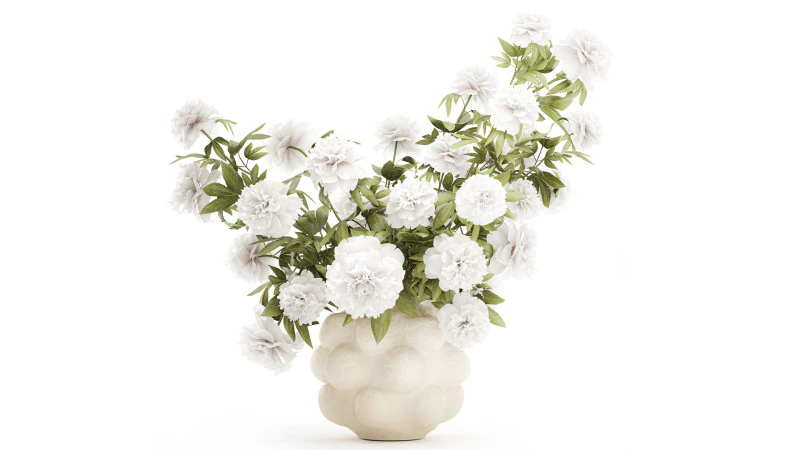 Lindo buqu&ecirc; formal exuberante pe&ocirc;nia de flores brancas Modelo 3D .c4d .max .obj .3ds .fbx .stl .blend 